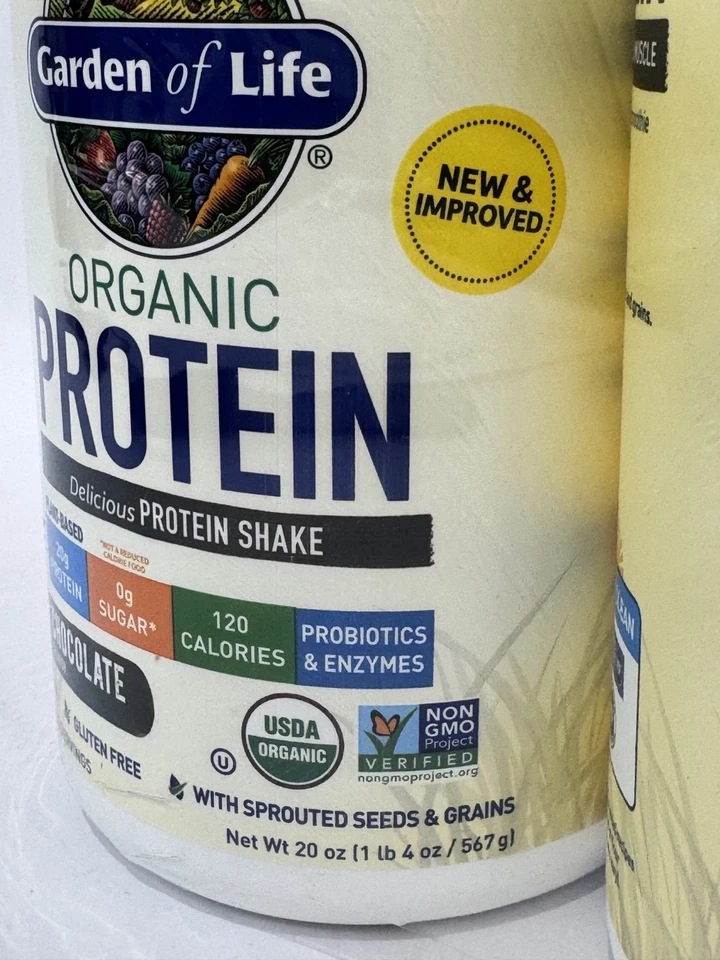 Set of 2 Garden of Life Organic Protein Shake Powder Chocolate Flavor 20 oz NEW - Image 4 of 4