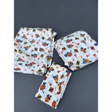 Circo Toddler Sheet Set Construction Trucks Bulldozer 3pc White Orange Blue