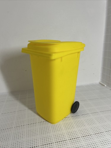 Mini Australian Wheelie Bin Rubbish Yellow Lid Toy Replica Small Medical Waste - Picture 2 of 13