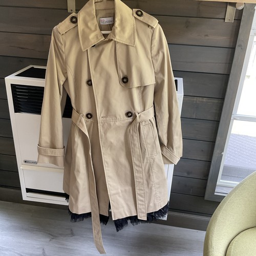 $1250 Red Valentino Double Breasted Trench Coat With lace Detail Size 44 $1250