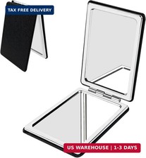 Portable Beauty Mirror with Leather Cover, 1X/2X Two-Sided Makeup Small Pocket M