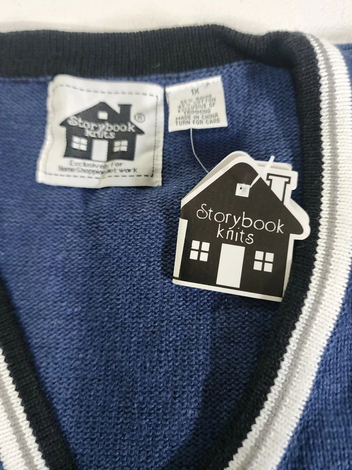 Libro de Cuentos Tejidos Collie Ovejas Perros Sobre Fondo Azul Cárdigan Suéter 1X Nuevo en Paquete Foto 2 de 4