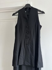DW3 For David Warren Womens Black Sleeveless Midi Dress Size 4 Button Stylish