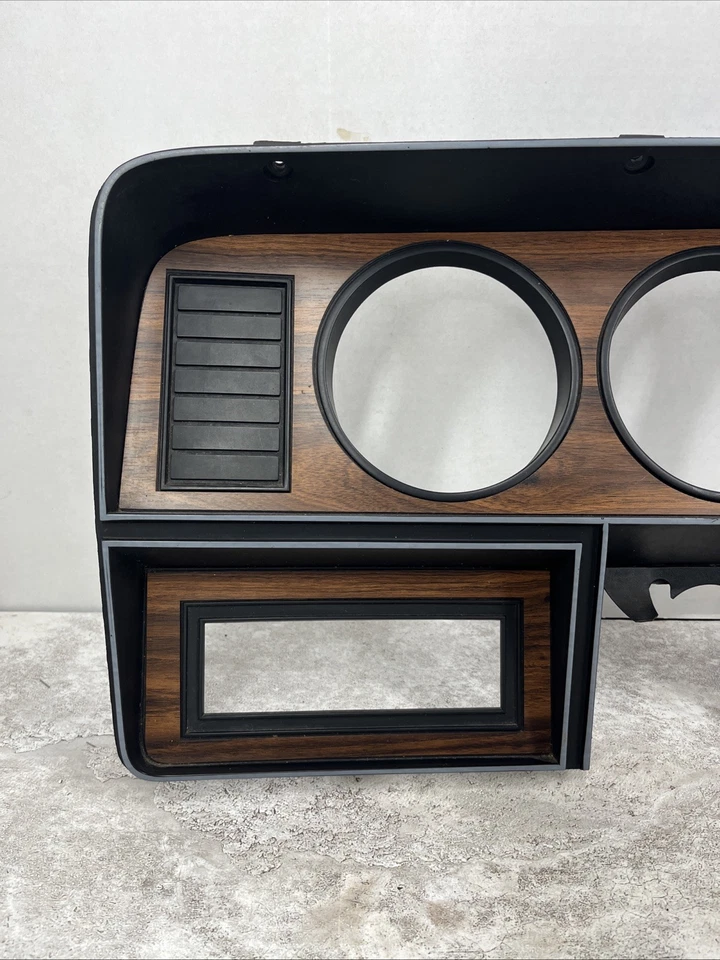 1981-1993 Dodge D150 D250 D350 Ramcharger Cluster Bezel Trim Panel Wood No Vents - Image 2 of 4