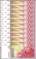 Spain 2000 Pesetas, 1992 (1996), P-164, UNC X 10 PCS