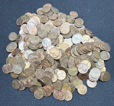 (500) Count Bag AU/BU Only Wheat Pennies Cents 1940-1958 Brown, Red-Brown, Red