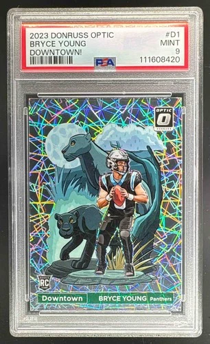 111608420 Bryce Young 2023 Panini Donruss Optic #D-1 Downtown! SSP RC PSA 9