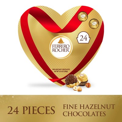 Ferrero Rocher Fine Hazelnut Chocolates Heart Gift Box 24 Piece