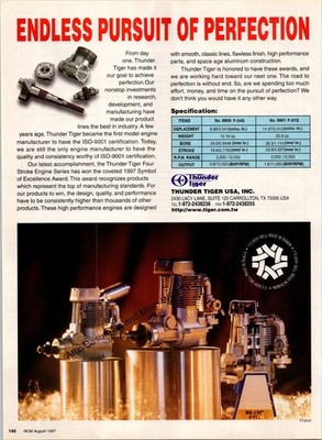 Thunder Tiger 9800 F-54S RC Engine Print Ad 1997 Wall Art Decor Ephemera