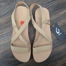 OluKai Onohi Strappy Sandals In Warm Beige/Warm Beige Size 11 NEW