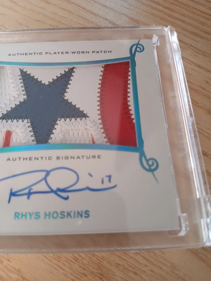 2019 Topps Tribute Rhys Hoskins 1-25 SSP Hard Sig. Phillies STAR Patch Teal RPA - Image 3 of 4
