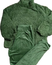 Carole Hochman Sleep Loungewear SET Size XS Soft Fleece Top with Velour Pants