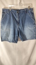 Carhartt B28 DST Mens Size 40 Denim Blue Carpenter Shorts Workwear Distressed