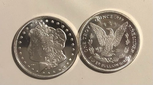 One Ounce  .999 Silver Round 1 Troy Oz Morgan Design Free shipping Uncirculated
