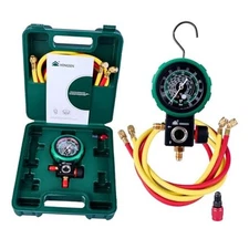 Hong Sen HVAC Single Gauge Set for R410A, R32, R22, and Gauge Set with Hoses