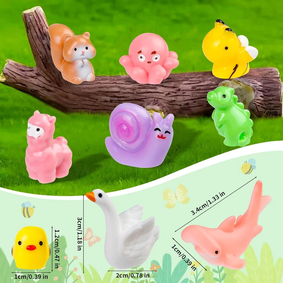 200 Pcs Mini Resin Animals Colorful Mini Animals Figures in Bulk Miniature Littl - Image 2 of 4