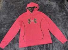 Under Armour Storm Hoodie Womens Sz LARGE Pullover Pink Camo Logo Semi Fitted