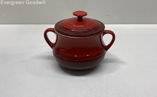 Le Creuset Cerise Red Mini Bean Pots Lidded Stoneware