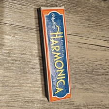 Schylling Harmonica Classic 16 Hole Silver Metal Red Plastic W/ Original Box