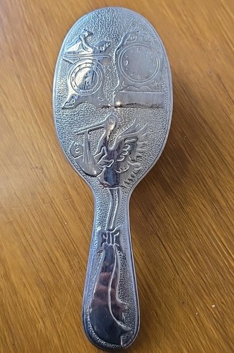 Vintage Silver Metal Baby Hairbrush