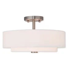 LIVEX LIGHTING 51044-91 Claremont 3 Light Brushed Nickel Ceiling Mount