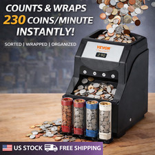 USD Coin Sorter Machine Sorts 230 Coins/Min Capacity, Sorter And Wrapper 4 tubs