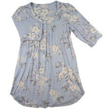 Miss Elaine Night Gown Sleep Shirt Womens M Blue Floral Cottagecore Pintuck