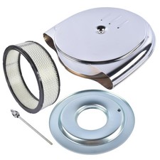 Round Chrome Air Cleaner Steel Housing Silver with Paper Filter Fits for 5 1/8"