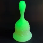 Pre Mark Fenton Satin Custard Glass Daisy and Button Bell w/ Metal Clapper VTG