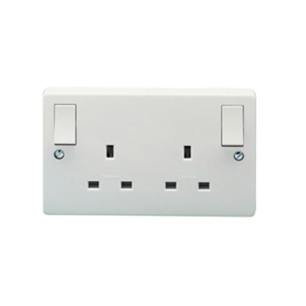 Crabtree 4307 Capital Switch Socket Out Board Rockers 2 Gang SP 13 Amp