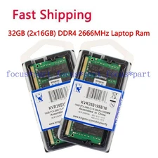 32GB (2x16GB) DDR4 2666MHz PC4 21300 KVR26S19S8/16 So-DIMM Laptop Memory 260-pin