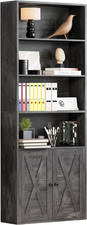Industrial Bookshelves and Bookcases with Doors Floor Standing 6 Shelf Display S