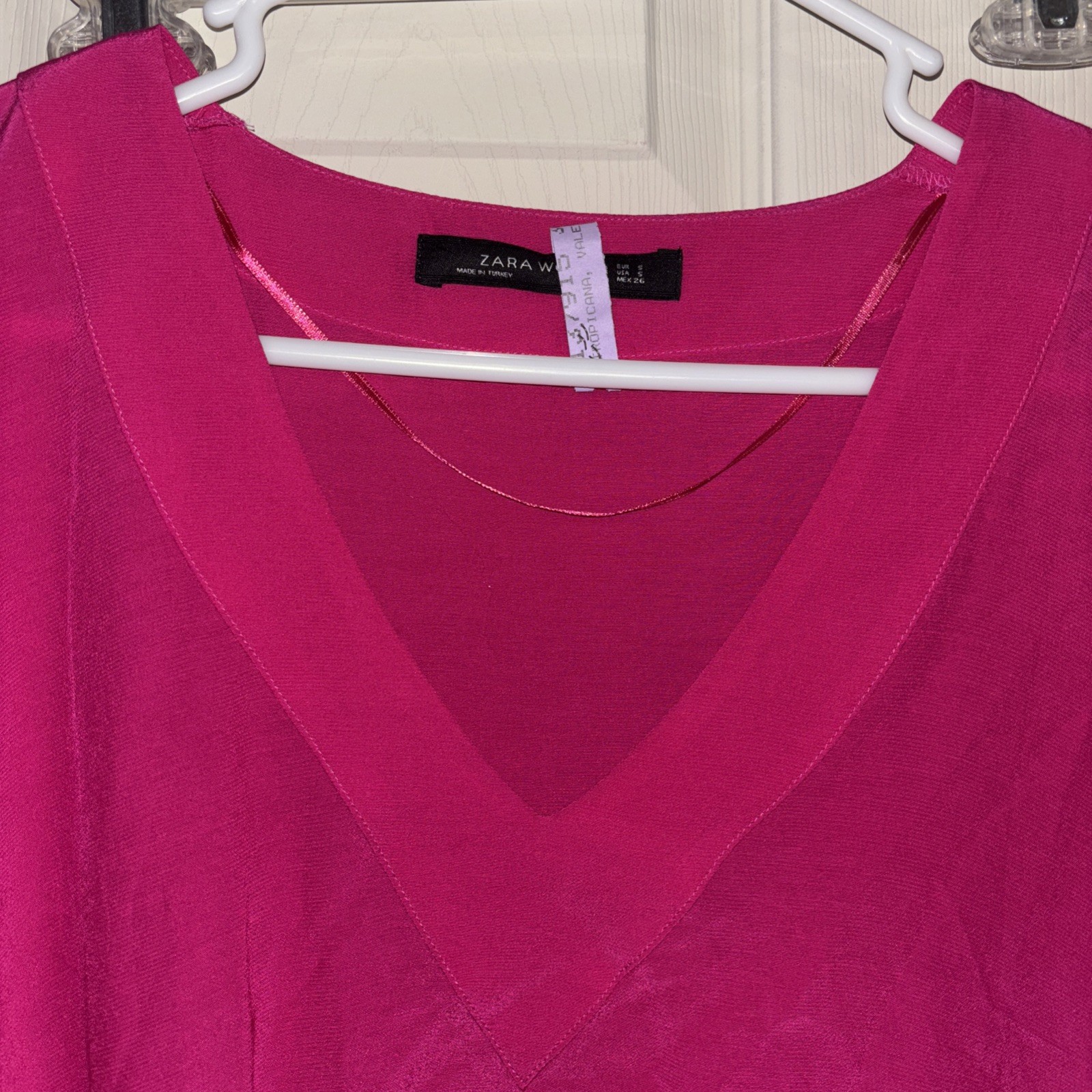 Zara Basic Size Small Bright  Pink Long Sleeved L… - image 2
