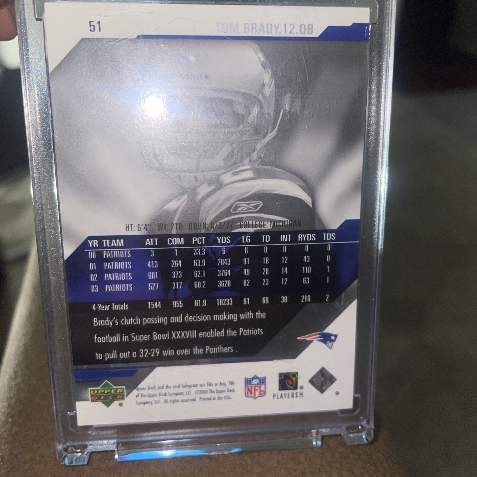 Tom Brady 2004 UPPER DECK Diamond Pro Sigs Auto view 2