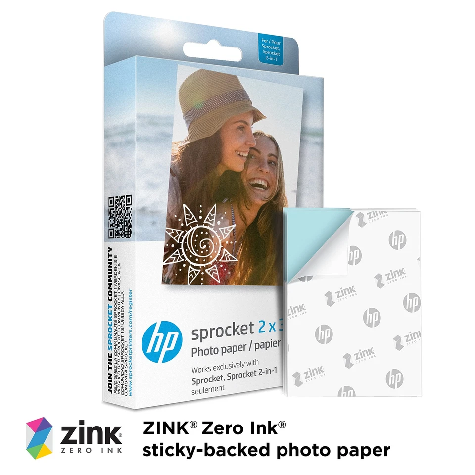 HP Sprocket 2x3" Premium Zink Sticky Back Photo Paper (20 Sheets) Compatible - Image 2 of 4