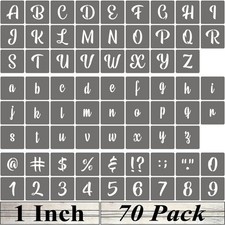 1 Inch Alphabet Letter Stencils - 70 Pack Letter Number Stencil Templates wit...