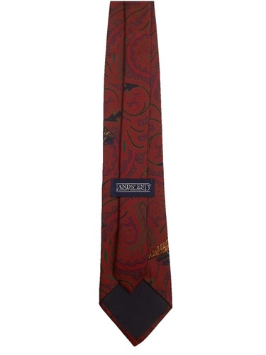 Vintage Quail Tie Red Paisley Lands’ End Hand Sewn USA Fowl Hunting - Picture 5 of 10