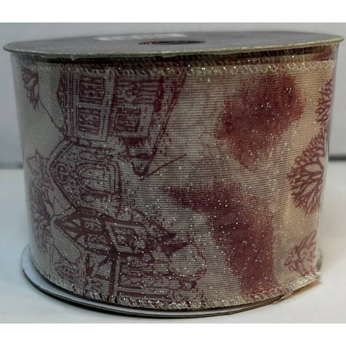 NEW Holiday Ribbon Burgundy Gold Vintage Christmas Carolers 6 Yds 100% Polyester - Picture 6 of 6