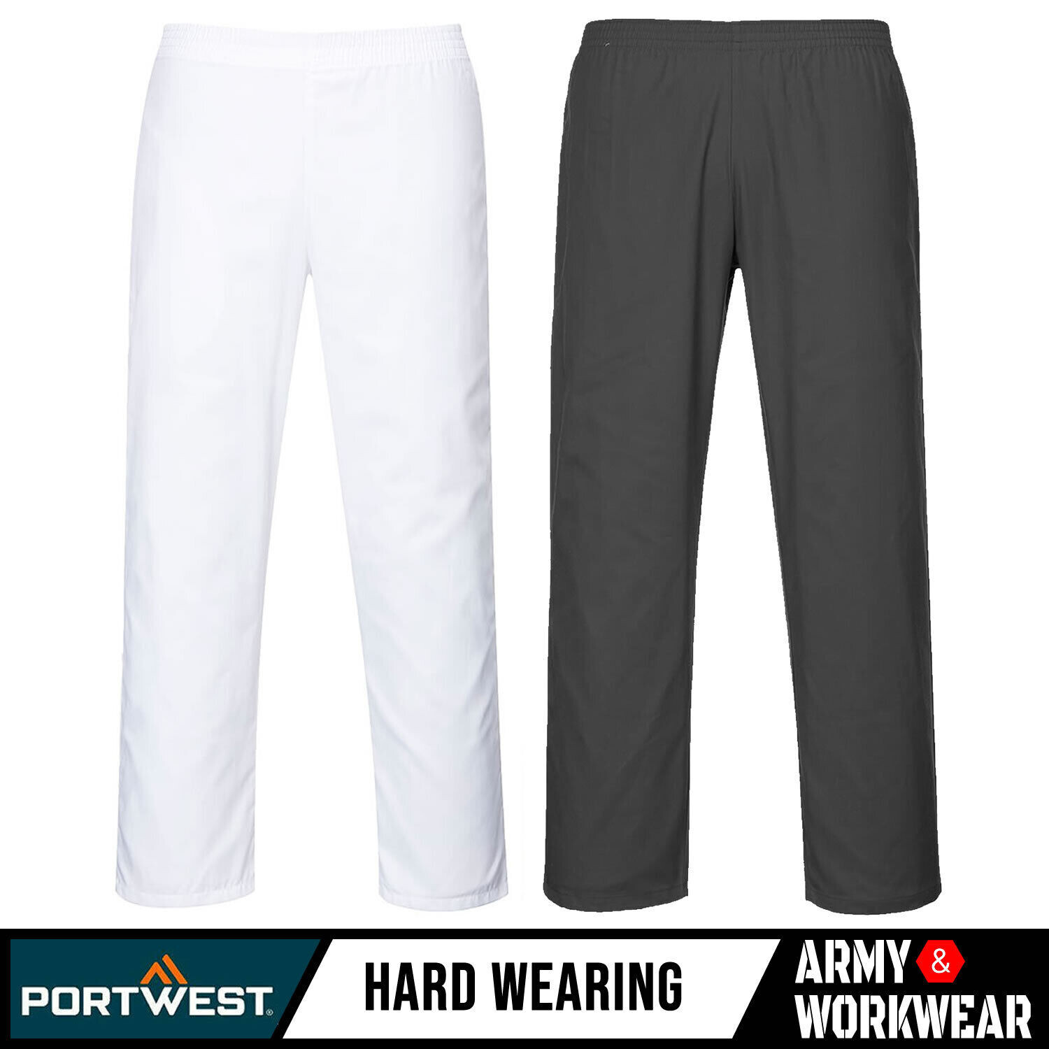 2208 Portwest Baker Trouser Non Shrinking Catering Food Industry Elasticated TRS