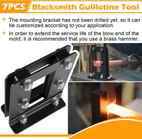 7PCS Blacksmith Guillotine Tool with 3 Sets of Dies, Flat, Fullering and Blank - Picture 4 of 8