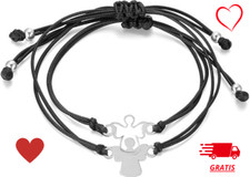 BRACCIALETTO ACCIAIO UNISEX CON ANGELI  ✅ COPPIE SORELLE FRATELLI AMICI 2 PEZZI