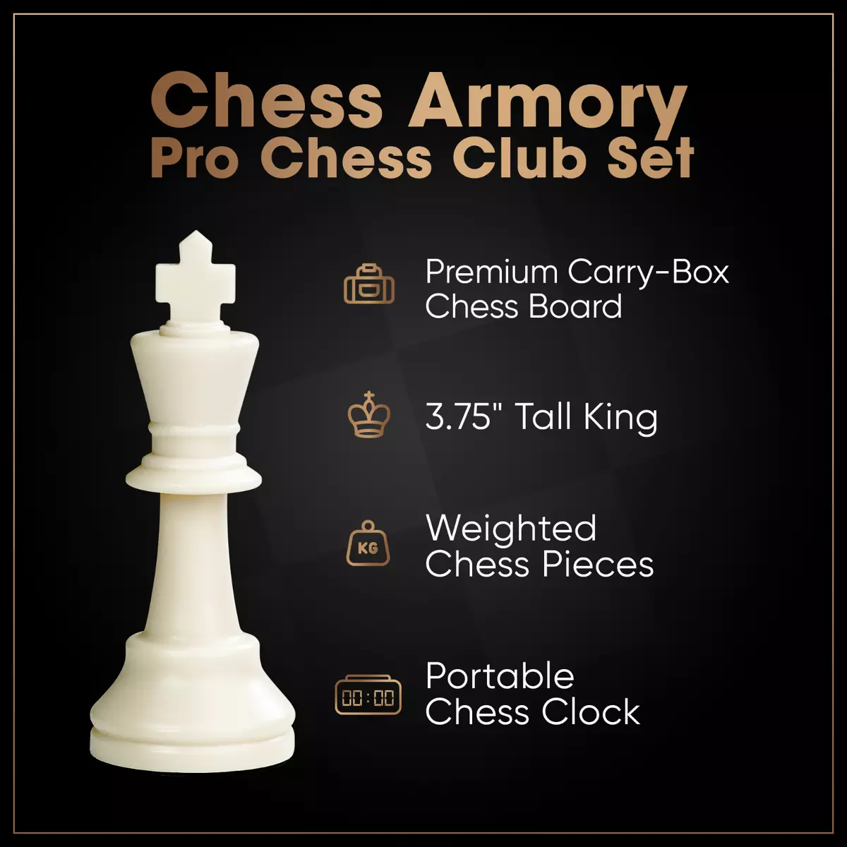 Chess Armory Deluxe Chess Club Set with Clock and Folding Chess Board