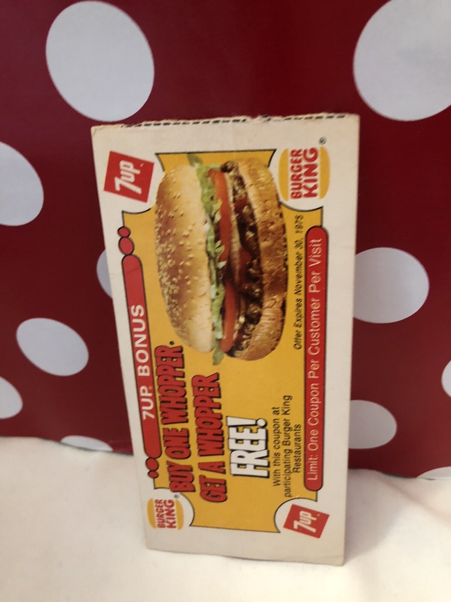 Vintage 1975 1970s Burger King Restaurant Whopper Burger 7-Up