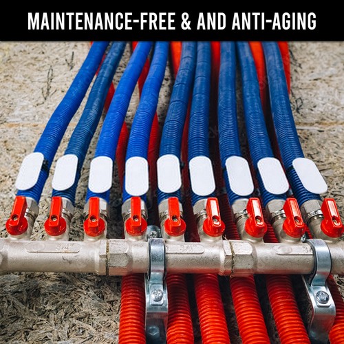 Collettore idraulico 7 loop con tronco 1" e valvole a sfera pex 1/2", manico rosso - Foto 12 di 12