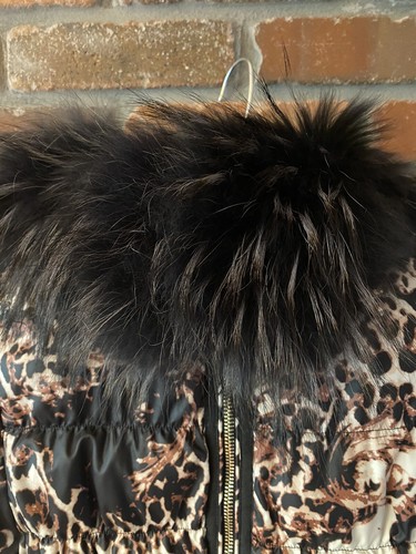 Lisa-Rella Girls' Quilted 80% Down Coat with Real Fur Trim Animal Print Sz 10 A - Picture 7 of 17