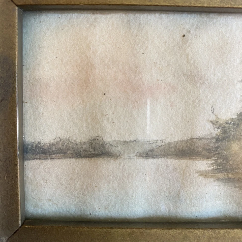 Original Antique H.M. Sinclair 19th Century Miniature Water Color Painting - Image 4 of 4