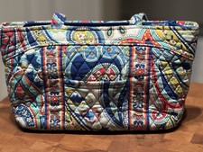 Vera Bradley Blue Paisley Hand Bag Made In USA Zipper Closure