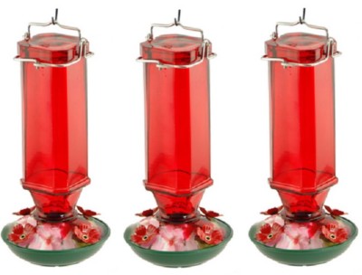 (3) ea Audobon 24104 16 oz Ruby Glass Hummingbird Feeders