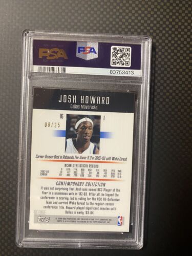 2003 Topps Contemporary Collection GOLD 08/25 Josh Howard RC PSA 8 *RARE - Picture 2 of 2