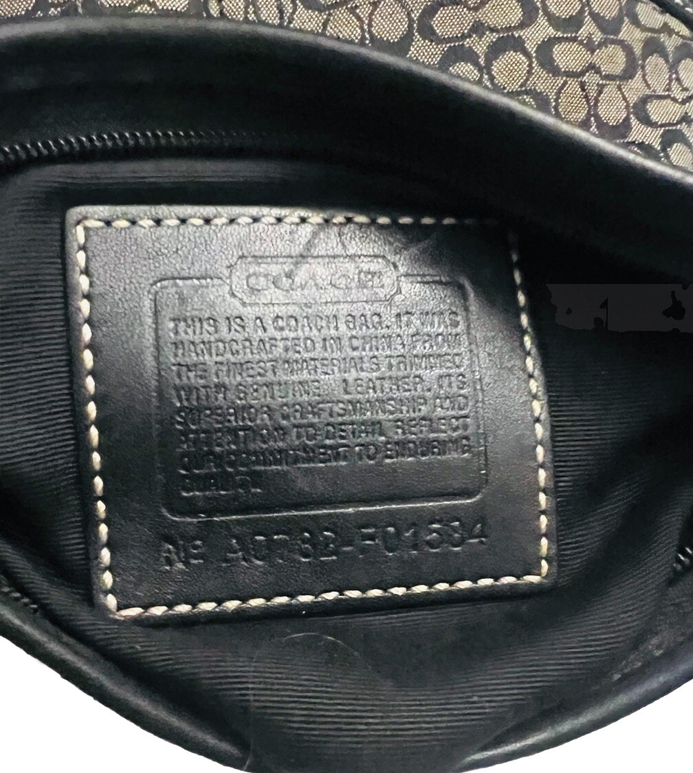 COACH SIGNATURE CROSSBODY SHOULDER BAG BLACK LEATHER TRIM